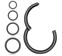 Kucheed 4 Pièces Anneaux de Nez Boucles d'oreilles, Acier Chirurgical 316L Articulé Cliqueur Segment Septum Anneau Hélice Cartilage Nez Lèvres Anneaux Piercing Bijoux,Boucles d'oreilles 18G-16G Tour