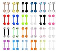Kucheed 48 pièces Anneaux de Mamelon pour Femmes, 14G Anneaux de Langue en Acier Chirurgical Bijoux de Piercing au Mamelon,Ensemble D'anneaux de Mamelon Droits Mignons de 12mm 14mm 16mm 18mm