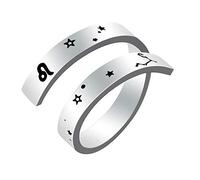 Kucheed Anneau du Zodiaque pour Femmes Hommes, Gravure en Acier Inoxydable Taille Constellation Anneaux Ouverts Réglables,Horoscope Astrologie Déclaration Bijoux Vintage Cadeau D'anniversaire