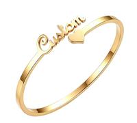 Kucheed Bracelet Personnalisé, Jonc en Acier Inoxydable 316L Gravé Lettres Cœur, Bracelet Mansarde DIY Bijou pour Femmes (Or)