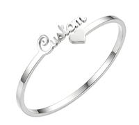Kucheed Bracelet Personnalisé, Jonc en Acier Inoxydable 316L Gravé Lettres Cœur, Bracelet Mansarde DIY Bijou pour Femmes (Argent)