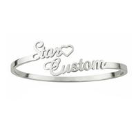 Kucheed Bracelet Personnalisé, Jonc en Acier Inoxydable 316L Gravé Lettres Cœur, Bracelet Mansarde DIY Cadeau Bijou pour Femmes (Argent)