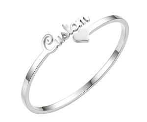 Kucheed Bracelet Personnalisé, Jonc en Acier Inoxydable 316L Gravé Lettres Cœur, Bracelet Mansarde DIY Bijou pour Femmes (Argent)