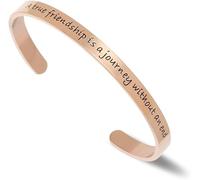 Kucheed Bracelets Manchettes Inspirants, Bracelet Jonc en Acier Inoxydable Gravé D'une Citation Positive Personnalisée, A True Friendship is a Journey Without an End, Bijou de Ajustable (B)