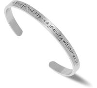 Kucheed Bracelets Manchettes Inspirants, Bracelet Jonc en Acier Inoxydable Gravé D'une Citation Positive Personnalisée, A True Friendship is a Journey Without an End, Bijou de Ajustable (A)