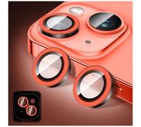 Kucheed Lumineux Protecteur D'objectif D'appareil Photo Compatible avec iPhone 13/iPhone 13 Mini, Autocollants de Film de Couverture de Caméra en Verre Trempé, Anneaux en Alliage