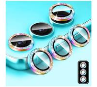 Kucheed Protecteur D'objectif D'appareil Photo à Paillettes pour Samsung Galaxy A05s, Couvercle de Caméra en Verre Trempé Anneaux Métalliques Individuels à Alignement Automatique