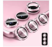 Kucheed Protecteur D'objectif D'appareil Photo à Paillettes pour Samsung Galaxy A06, Couvercle de Caméra en Verre Trempé Anneaux Métalliques Individuels à Alignement Automatique