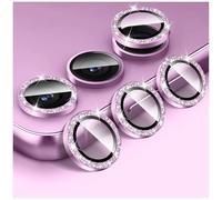 Kucheed Protecteur D'objectif D'appareil Photo à Paillettes pour Samsung Galaxy A35/A55, 9H Couvercle de Caméra en Verre Trempé Anneaux Métalliques Individuels à Alignement Automatique