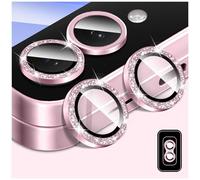 Kucheed Protecteur D'objectif D'appareil Photo à Paillettes pour Samsung Galaxy Z Flip 5, Couvercle de Caméra en Verre Trempé Anneaux Métalliques Individuels à Alignement Automatique