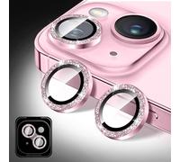 Kucheed Protecteur D'objectif D'appareil Photo Compatible avec iPhone 12/iPhone 12 Mini, Paillettes Couverture de Caméra en Verre Trempé 9H, Anneaux Métalliques Individuels