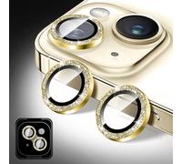 Kucheed Protecteur D'objectif D'appareil Photo Compatible avec iPhone 14/iPhone 14 Plus, Paillettes Couverture de Caméra en Verre Trempé 9H, Anneaux Métalliques Individuels