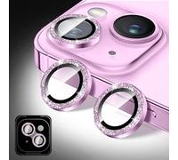 Kucheed Protecteur D'objectif D'appareil Photo Compatible avec iPhone 16/iPhone 16 Plus, Paillettes Couverture de Caméra en Verre Trempé 9H, Anneaux Métalliques Individuels