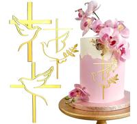 Kuchen Topper Kommunion, 3 PCS Taube Kreuz Tortenstecker, Cake Topper Erstkommunion, Kreuz Taube Kommunion Cake Topper, Taufe Gold Torte Deko, Geeignet für Die Geburtstagskommunion