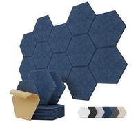 Kuchoow panneau acoustique mural hexagonal autocollant, lot de 12, panneaux acoustiques décoratifs à absorption pour mur, plafond et porte, gaming, home studio, bureau, 30 x 26 x 0,9 cm, bleu foncé