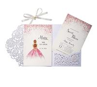 KUCHYNEE 20Pcs Cartes d'invitation de mariage blanches avec une flore découpée au Laser et des enveloppes pour l'obtention du diplôme d'anniversaire de fiançailles