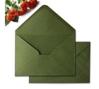KUCHYNEE Lot de 50 enveloppes A7 vert olive 13,7 x 17,8 cm auto-adhésives parfaites pour invitations de mariage, cartes cadeaux de Noël, anniversaires, photos, enveloppes de vœux en acrylique, 13 x 19