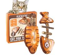 KUCKUCKI Jouet Herbe à Chat, Peluche pour Chats Jouets d'herbe à Chat, Jouets de Poisson pour Chats, Bâtonnets Herbe à Chaton Nettoyage des Dents