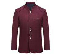 KUDMOL Manteau Homme en Laine pour Hiver Chaud Trench Coat à Col Montant Classique Parka Caban Slim Fit Business Duffle-Coats Coup-Vent avec Boutons(Bordeaux,S)