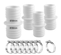 kudmwcc 4 Pièces Raccord pour Tuyau de Piscine,38 mm vers 38 mm de Diamètre,Adaptateur Raccord Piscine,avec 8 Pièces Acier Inoxydable Colliers de Serrage,Convient Aux Piscines,Jardins,Étangs