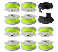 Kudoosen WA0014 Lot de 12 bobines de rechange compatibles avec débroussailleuses sans fil Worx WG168 WG184 WG191 WG190 - 6,1 m et cache-capuchons WA0037 - 10 bobines + 2 capuchons