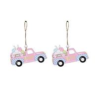 Kue428 Lot de 2 décorations en bois à suspendre pour œufs de Pâques, lapin, carotte