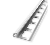 Küberit Profilé de Carrelage Quart de Cercle 8 x 28,5 x 2500 mm - Acier Inoxydable Mat Brossé, Fermé, Perforé - Hauteur de Bordure 8 mm
