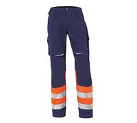 KÜBLER Workwear Hose Pantalon, Orange Vif/Bleu foncé, 98 Femmes