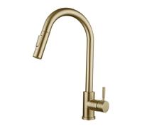 Küchenamatur - Robinet extensible - Arc haut - Robinet de cuisine | Mitigeur pivotant à 360° avec douchette, extensible, haut coude en acier inoxydable, mitigeur avec 3 ports pour chaudière