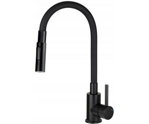 Küchenarmatur mit flexibler Auslauf, 2 Strahlarten, schwarz, Luno