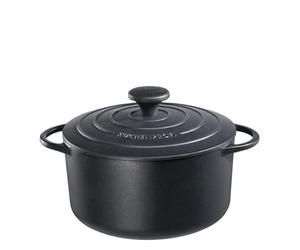 Küchenprofi 0401001022 Provence Casserole à rôtir ronde, en fonte, noir, 13,8 x 24,8 x 27,6 cm