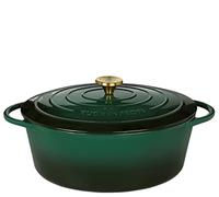 Küchenprofi 0402001133 Plat à rôtir en fonte avec couvercle, intérieur vert/noir, 33 cm, cocotte en fonte émaillée, pour ragoût, pâtisserie, rôtissage