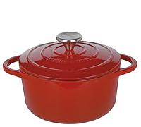 Küchenprofi Cocotte en fonte avec couvercle Rouge/intérieur noir 20 cm Cocotte en fonte émaillée pour tous types de feux (y compris induction) Pour braiser, cuire, rôtir