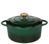 Küchenprofi Cocotte en fonte avec couvercle vert et intérieur noir 24 cm - Cocotte à pain émaillée pour tous types de feux (y compris induction) pour braiser, cuire et rôtir