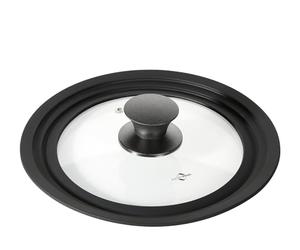 Küchenprofi Couvercle universel Cook, convient pour les casseroles d'un diamètre de 20 à 24 cm, bordure en silicone, résistant à la chaleur jusqu'à 250 °C, verre borosilicate/plastique de qualité