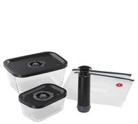 Küchenprofi EasyFresh Kit de mise sous vide 5 pièces, 1 pompe à vide manuelle, 1 boîte sous vide S et L, 2 sacs sous vide de 22 x 21 cm, verre borosilicate, plastique de qualité supérieure,