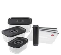 Küchenprofi EasyFresh Kit de mise sous vide 7 pièces 1 pompe à vide électrique, 1 boîte sous vide S, M et L, 3 sacs sous vide de 22 x 21 cm, verre borosilicate, plastique de qualité supérieure,