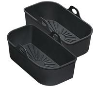 KÜCHENPROFI Panier 1/2 pour friteuse à air chaud IMPULS, silicone, passe au four, lot de 2 avec poignées latérales, 24 x 11 x 9,5 cm, structure spéciale du fond pour une circulation d'air uniforme
