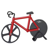 Küchenprofi Roulette à pizza Bike - En acier inoxydable et plastique - Roulettes antiadhésives - Avec support - Pour pizza, tartes flambées, pain plat, rouge et noir