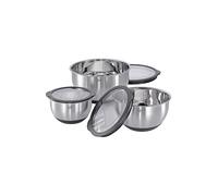 KÜCHENPROFI Set de bols avec couvercles DELUXE antidérapant, 3 pièces acier inoxydable/silicone argent