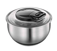 Küchenprofi Turbo Essoreuse à salade en acier inoxydable 5 l, diamètre 24,5 cm, avec cordon de serrage, bouton d'arrêt et fond antidérapant, pour laver et sécher la salade, saladier avec couvercle