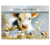 Kühe und Kälber. Ländliche Idylle (Wandkalender 2027 DIN A3 quer), CALVENDO Monatskalender: Stimmungsvolle Bilder in liebevoller und malerischer Naturkulisse