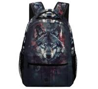 KUEhhhr Animal Wolf Sac à dos pour enfants - Sac d'école léger avec sifflet de sécurité et poches latérales, Style :, One Size, Sac à dos daypack