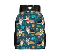 KUEhhhr Corgi Sac à dos d'école léger classique pour ordinateur portable 15" pour filles et garçons
