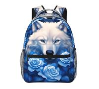 KUEhhhr Sac à dos 43,2 cm Rock And Roll Skull Squelette pour ordinateur portable Sac à dos d'école Sac à dos de voyage Sac à bandoulière avec sangle de poitrine, Rose Wolf., One Size, Sac à dos