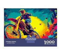 Kühle Motorrad 1000 Stück Premium Cardstock Puzzle Set Für Erwachsene Kinder Neon Scene, Unmöglich Schwer Schwierig Herausfordernd Stress Gehirntraining 70x50cm/1000pcs