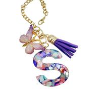 Kuehssn Breloque en forme de tasse | Breloque en forme de bouteille d'eau avec papillon et pompon | Porte-clés moderne mignon et moderne avec initiale de tasse et pendentif pour sac à dos, bijou pour