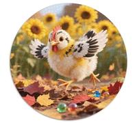 Küken Mit 1000 Teilen Puzzle Tier Rund Puzzle Geeignet AB 12 Jahren Pädagogisches Für Erwachsene Kinder Buntes Tier Stressabbau-Spielzeug 1000pcs (67.5x67.5cm)