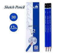 Kuelox-Crayon À Croquis Noir Et Bleu,Crayons De Peinture,Fournitures De Papeterie,H,2h,Hb,B,2b,3b,4b,5b,6b,7b,8b,Ee,1100 - Type K1100 3b-12pcs