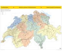 Kümmerly+Frey Thematische Karte Schweiz Postleitzahlenkarte Poster 1:260.000: Mit sämtlichen PLZ der Schweiz